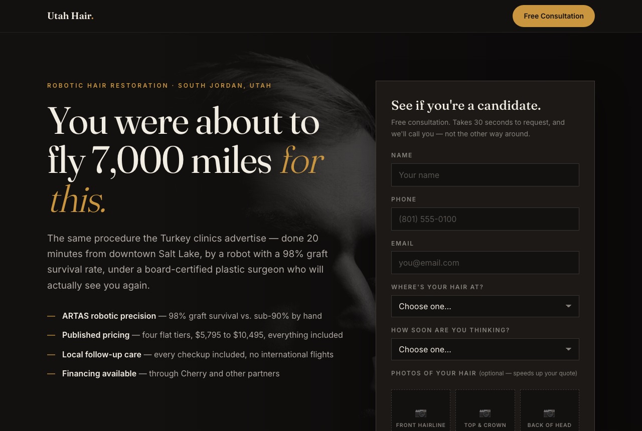 Utah Hair Transplant website